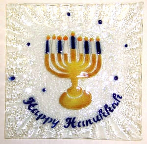 Menorah Small Square Plate